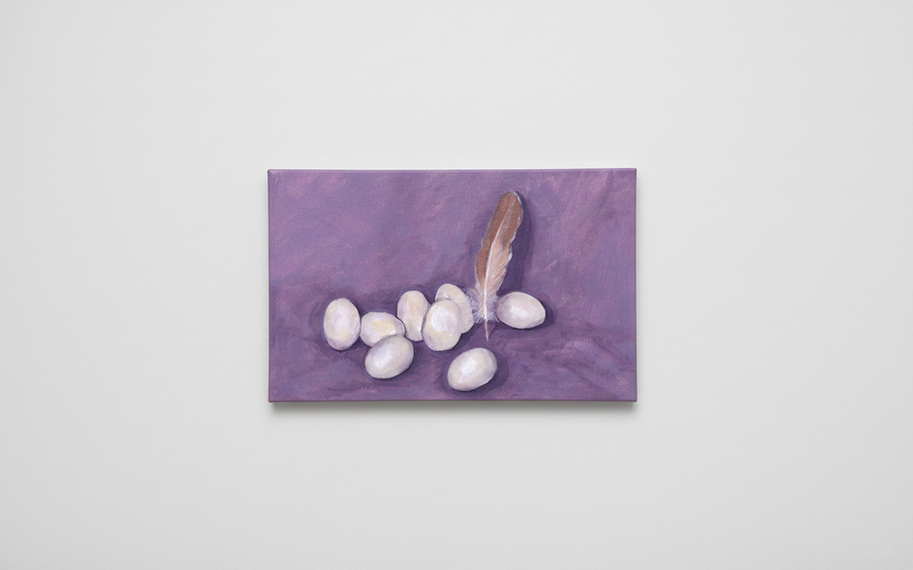 Eggs and Feather Oil Painting