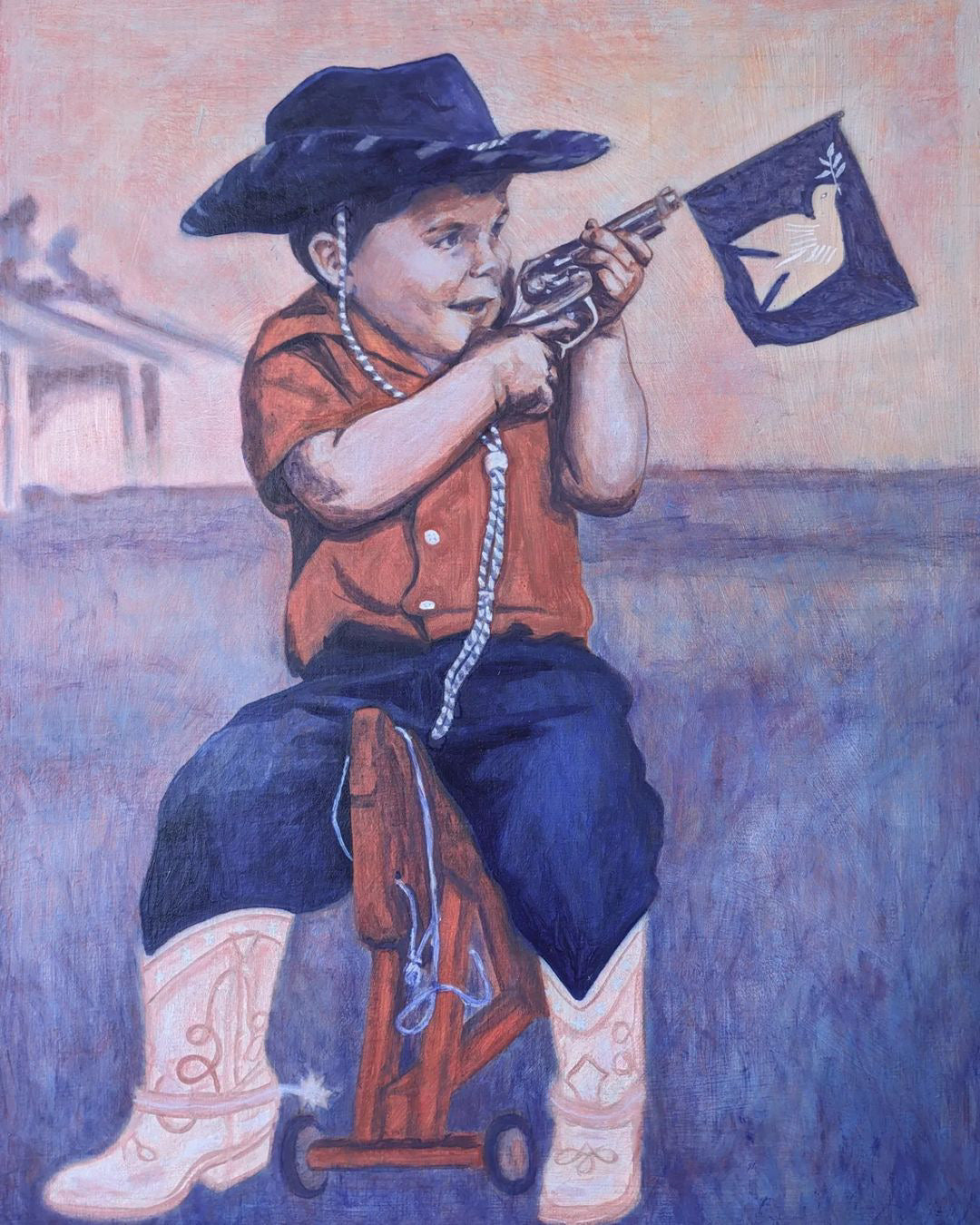 Peace Cowboy Oil Painting